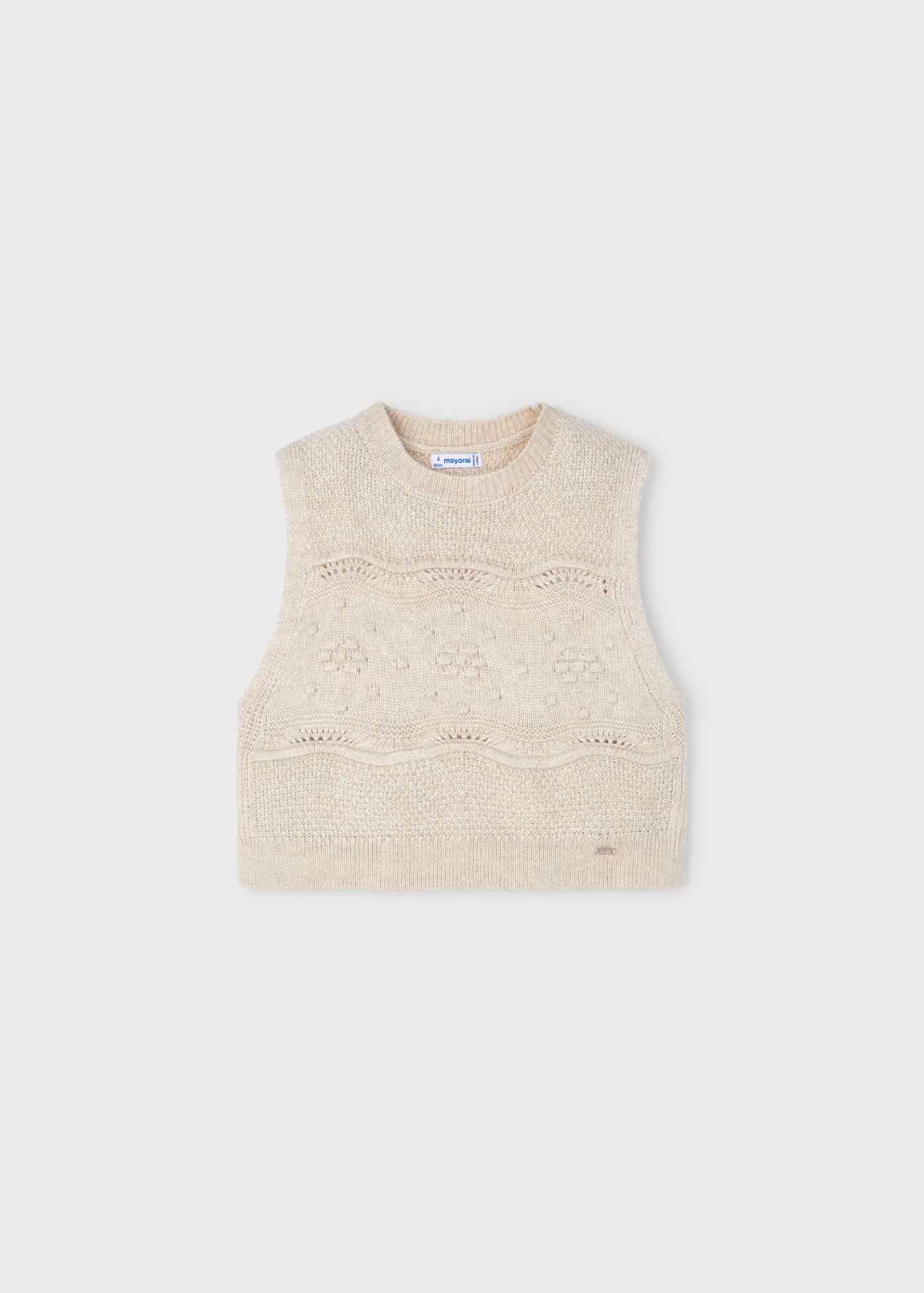 Mayoral Girl Knit Vest Sand Fashion