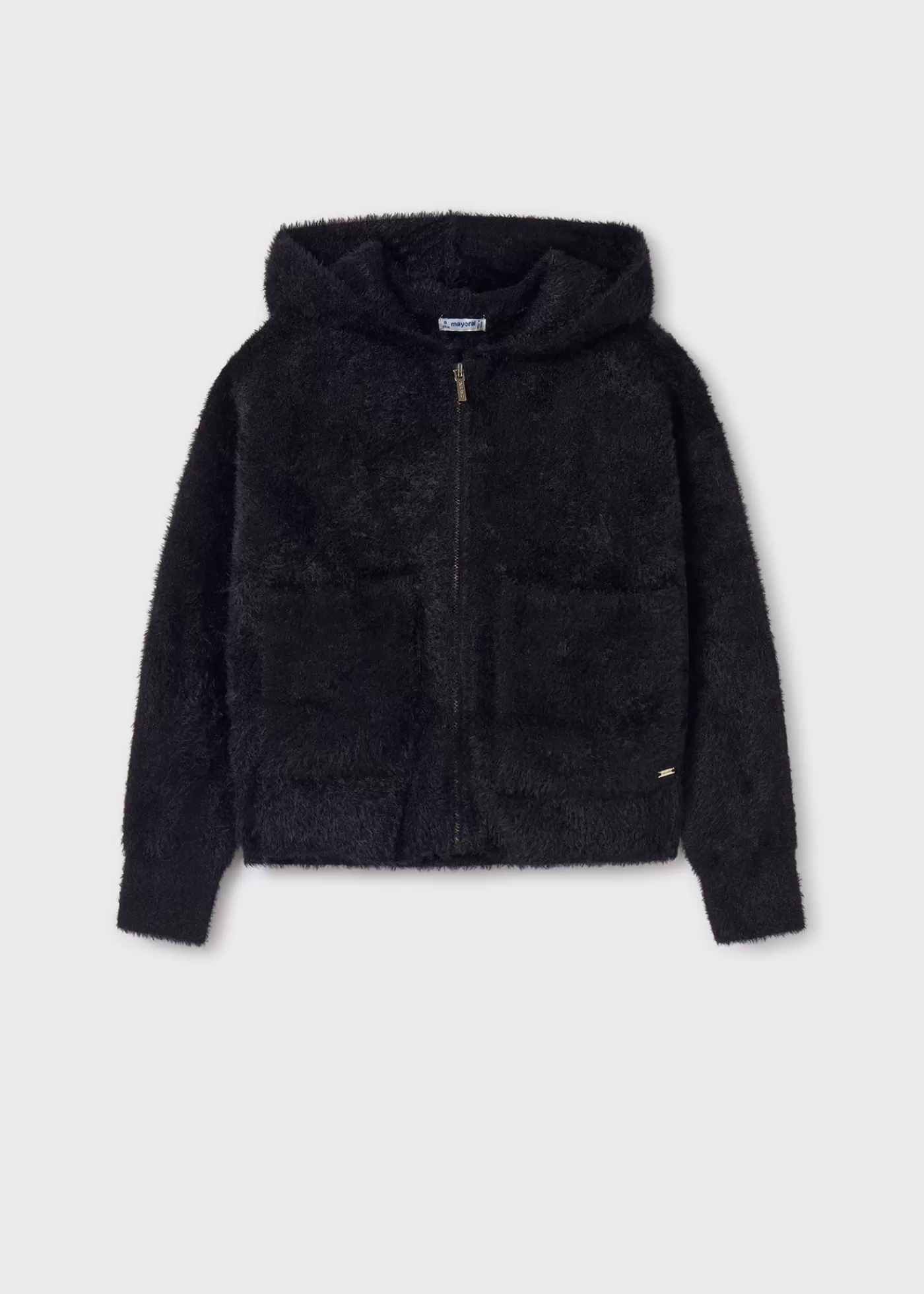 Mayoral Girl Knit Zip Hoodie Black Best Sale