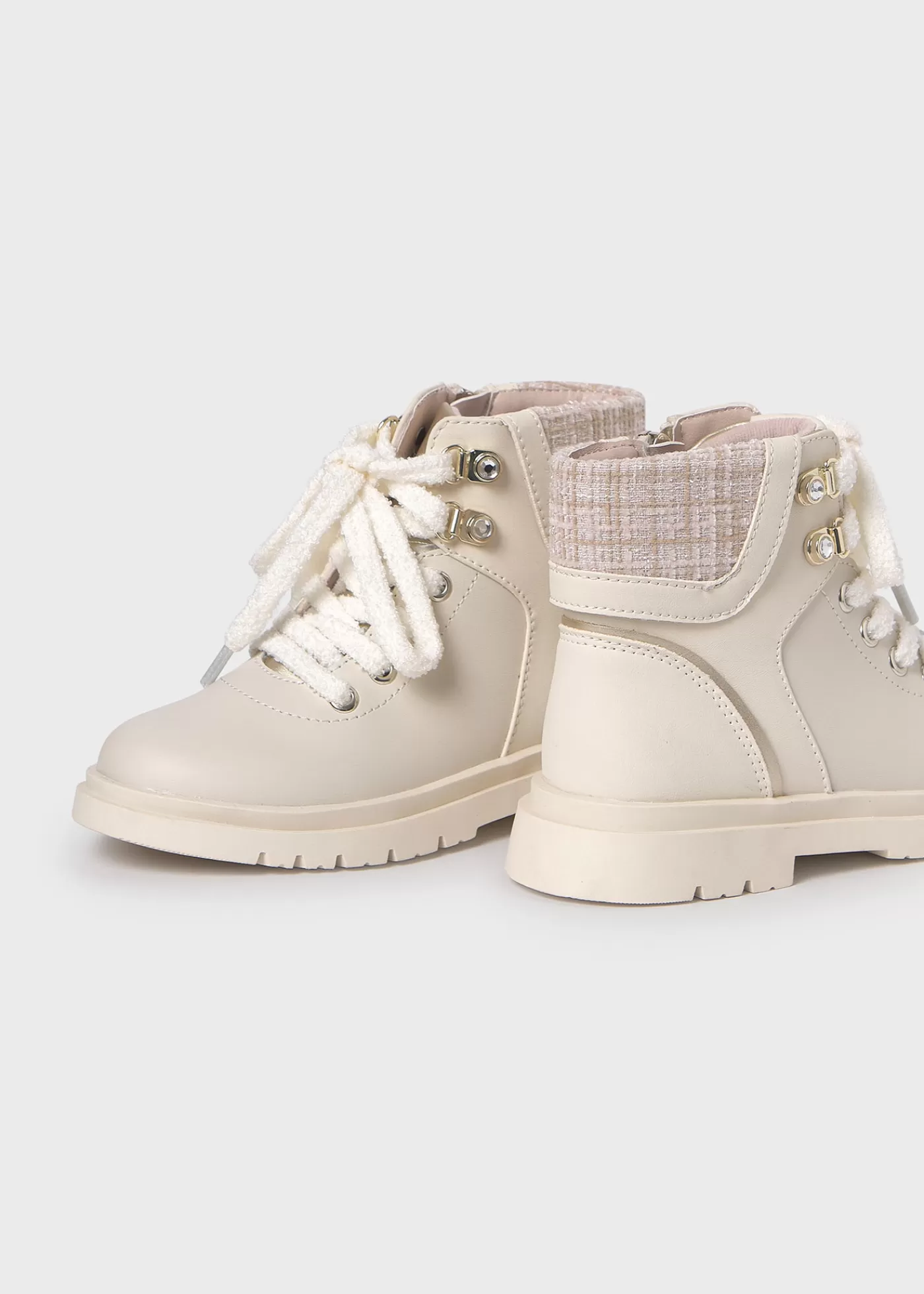Mayoral Girl Leather Biker Boots Offwhite Best