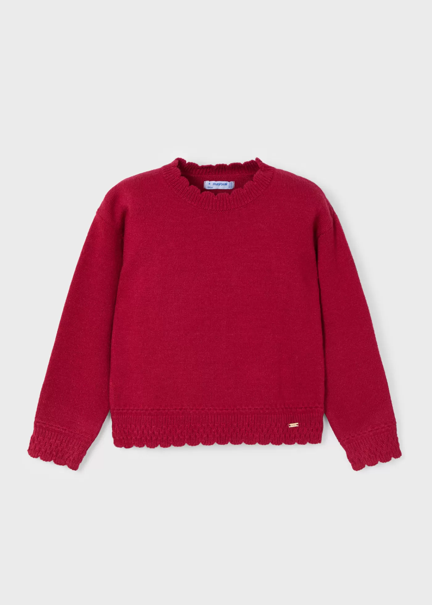 Mayoral Girl Lettuce Hem Sweater Cherry Outlet