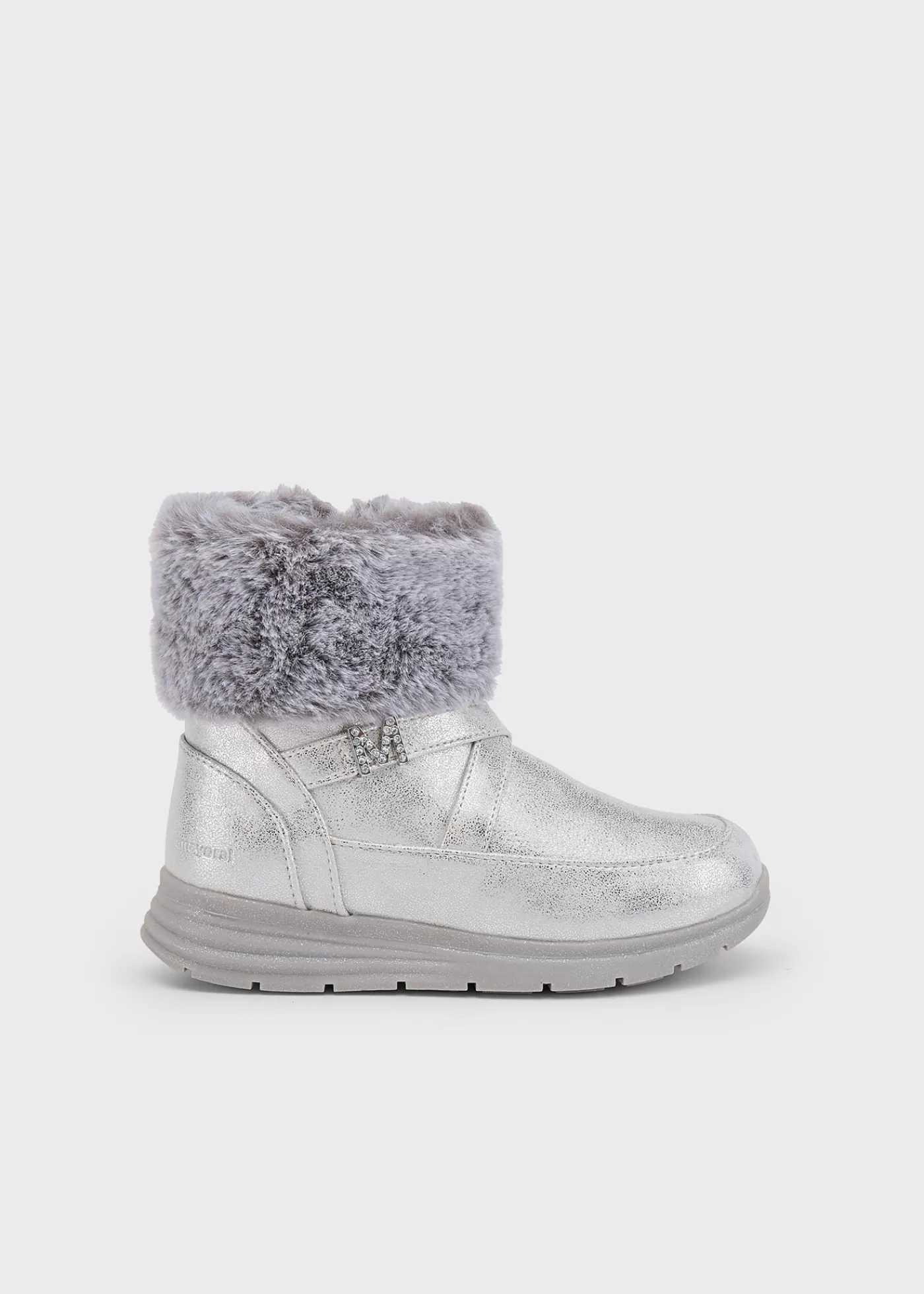 Mayoral Girl Metallic Fur Lined Boots Silver Discount