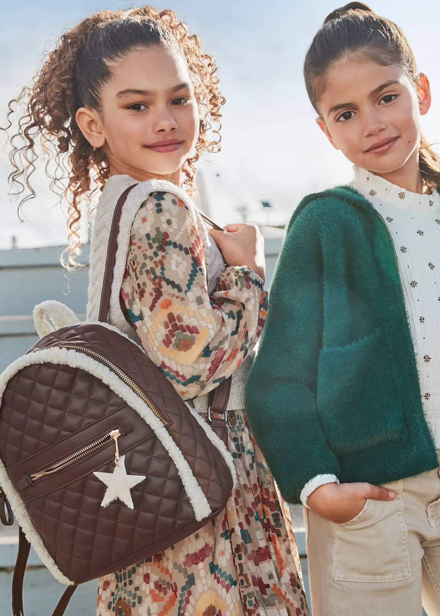 Mayoral Girl Padded Backpack Chocolate Clearance