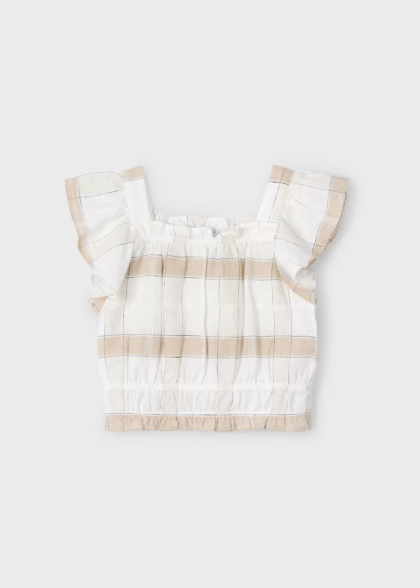 Mayoral Girl Plaid Top Cinnamon Flash Sale
