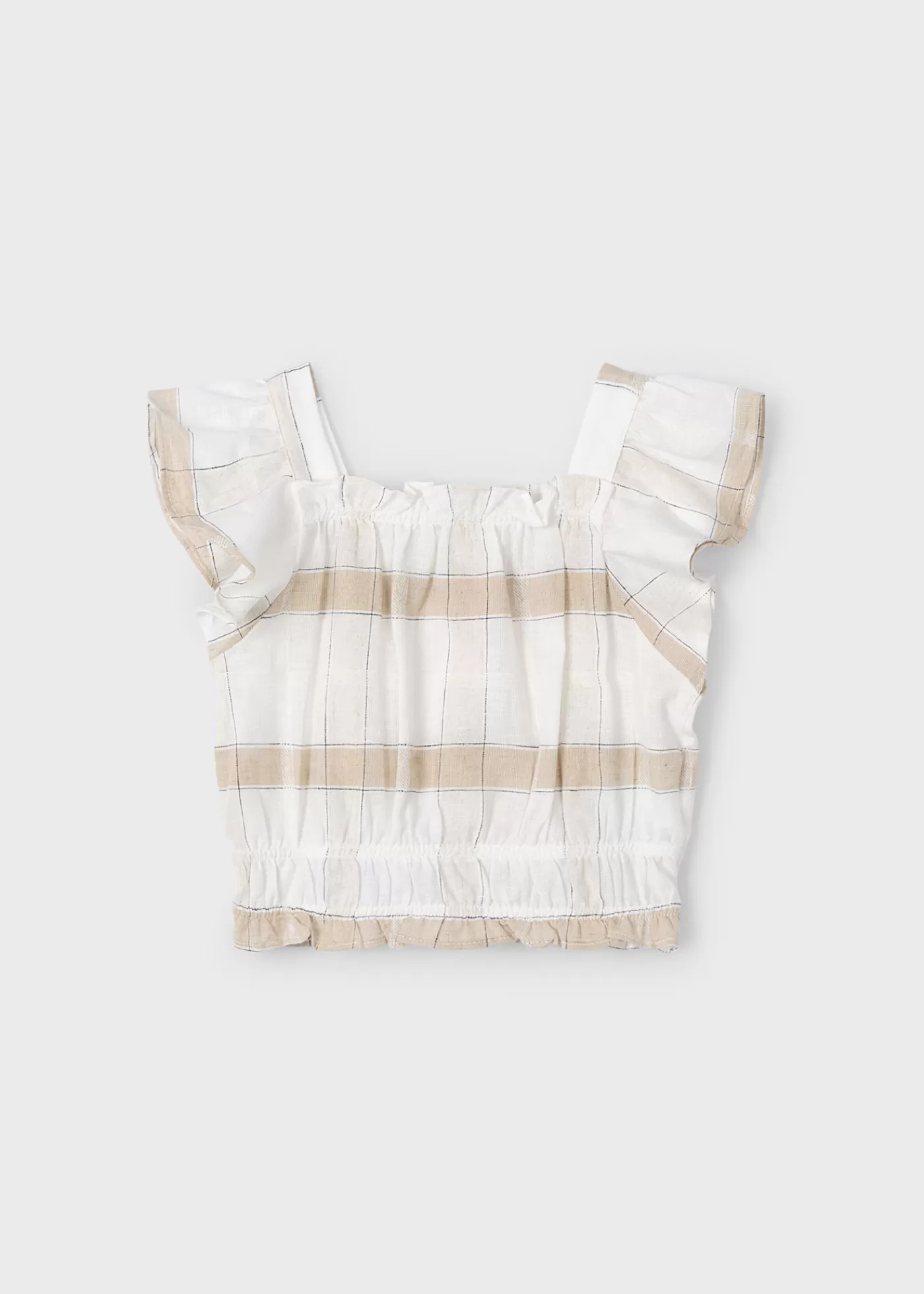 Mayoral Girl Plaid Top Cinnamon Flash Sale
