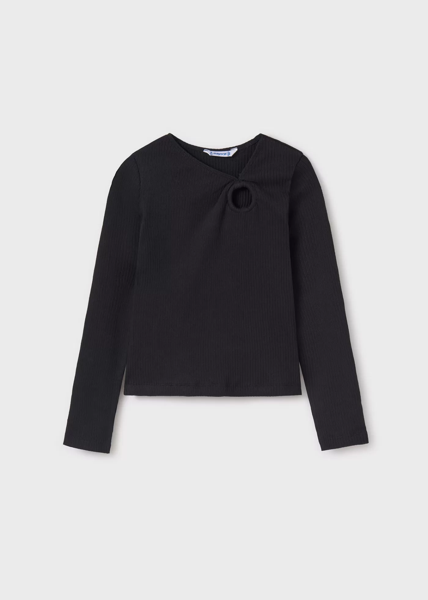 Mayoral Girl Ribbed Gathered Shirt Black New