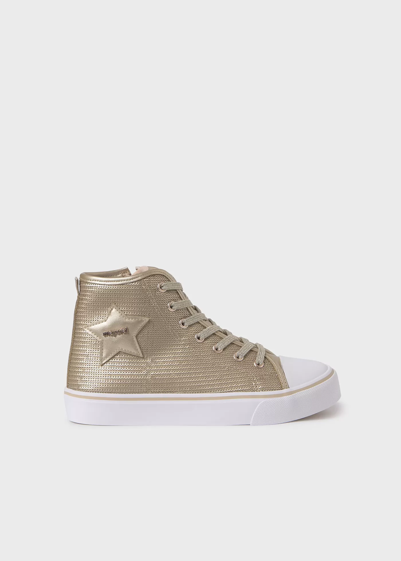 Mayoral Girl Sequin High Top Sneakers Gold New