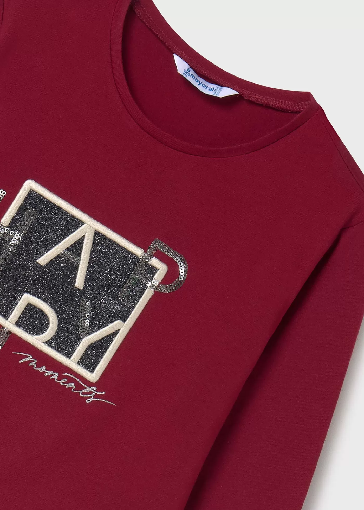 Mayoral Girl Sequin Text T-Shirt Cherry New