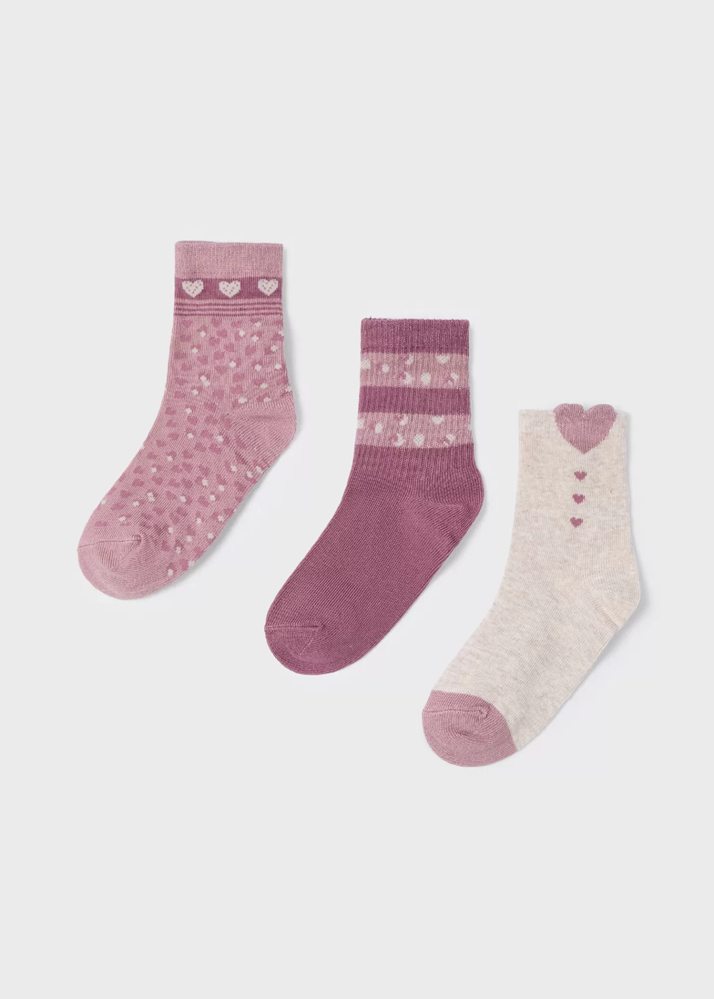 Mayoral Girl Set of 3 Heart Socks Rosy Discount