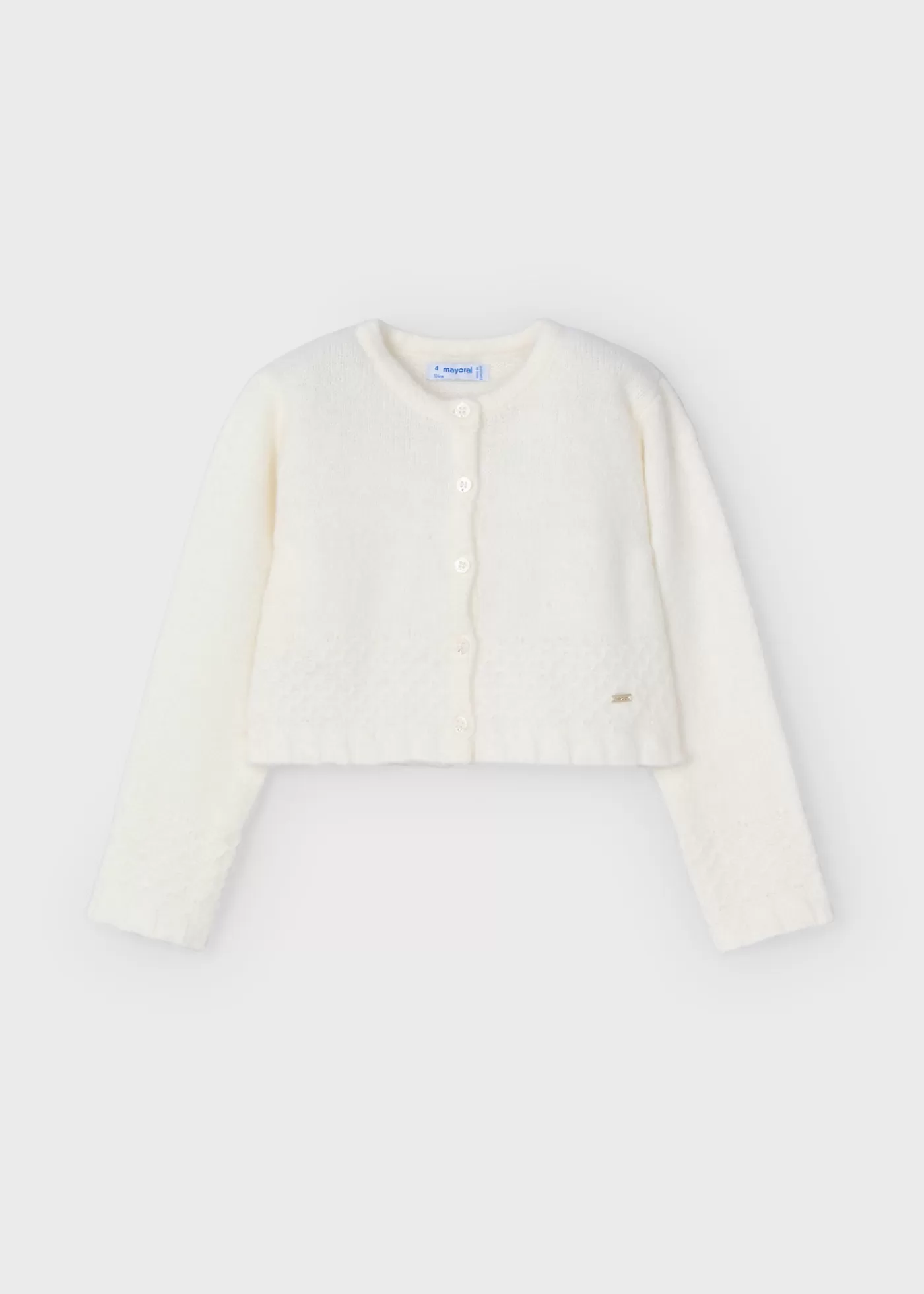 Mayoral Girl Structured Knit Cardigan Offwhite Hot