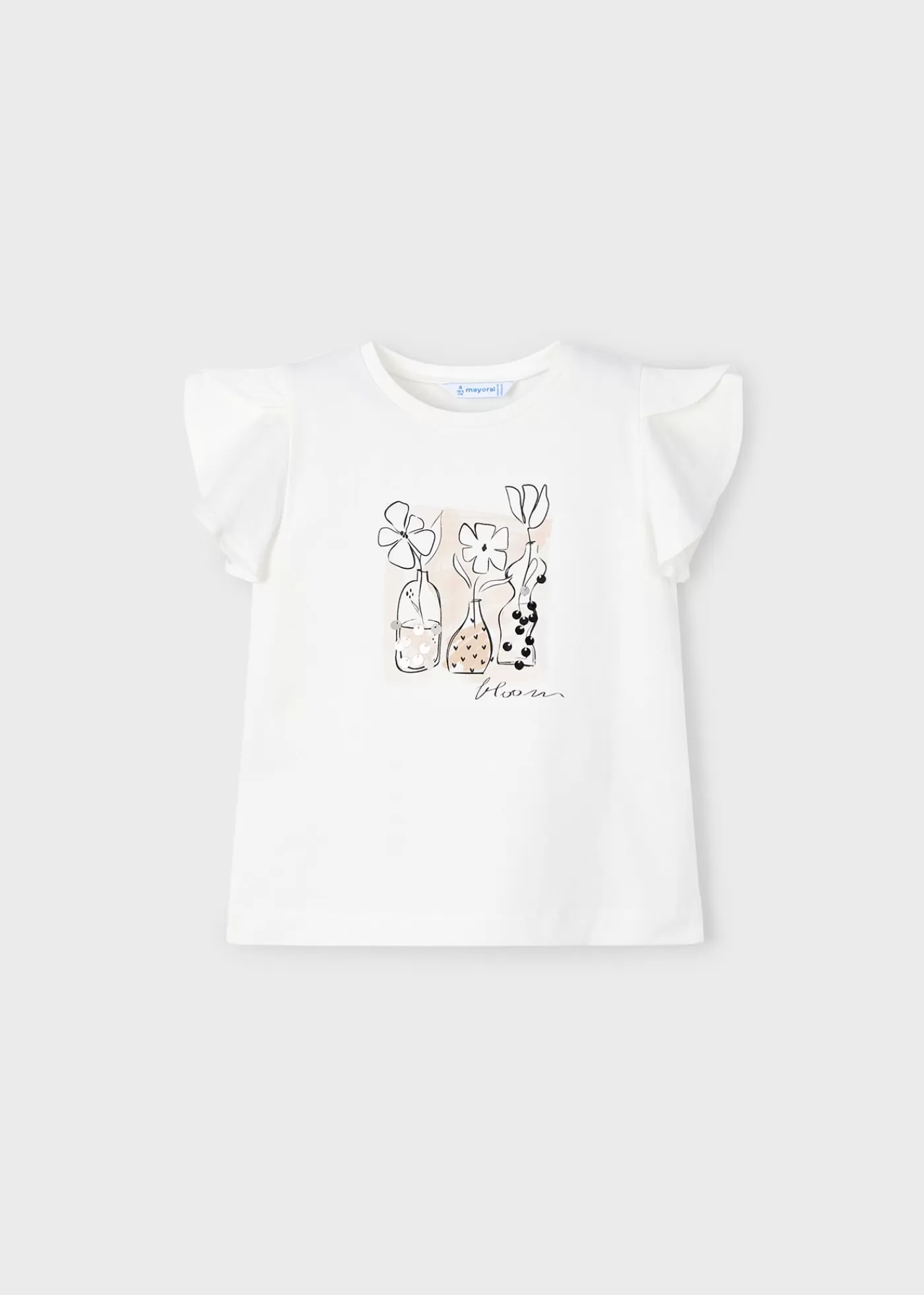 Mayoral Girl T-Shirt with Applique Offwhite Best Sale