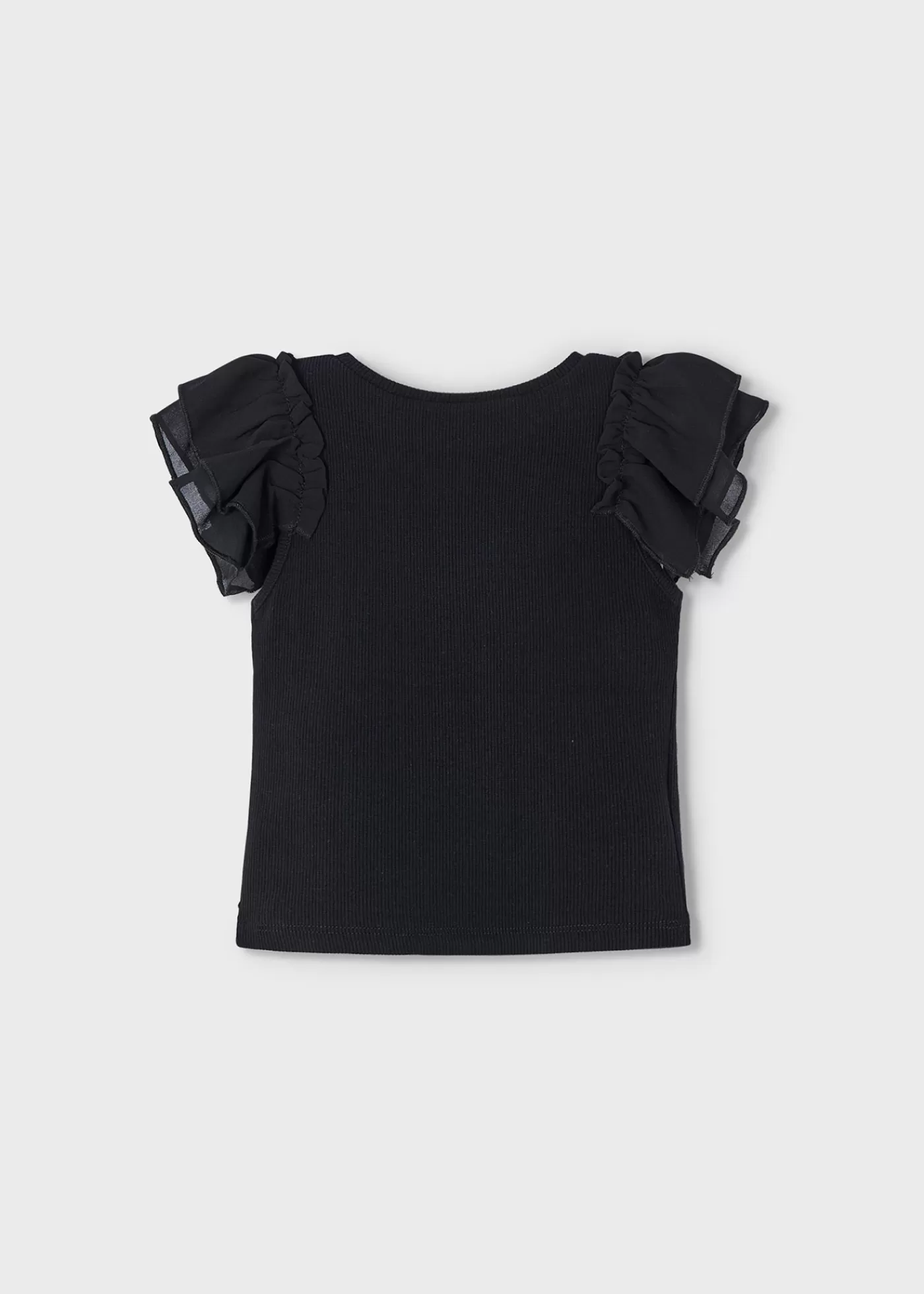 Mayoral Girl T-Shirt with Organza Ruffles Black Discount