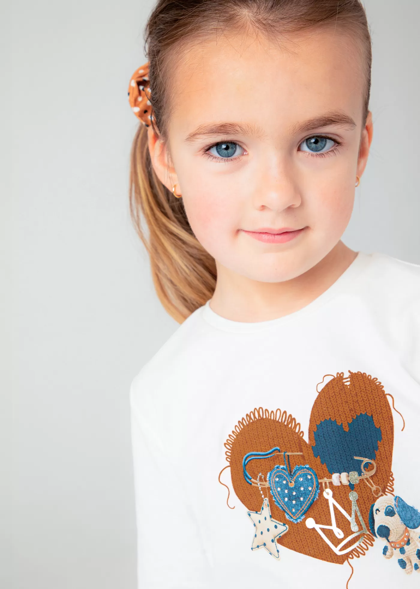 Mayoral Girl T-Shirt with Scrunchie Natural-Caramel Flash Sale
