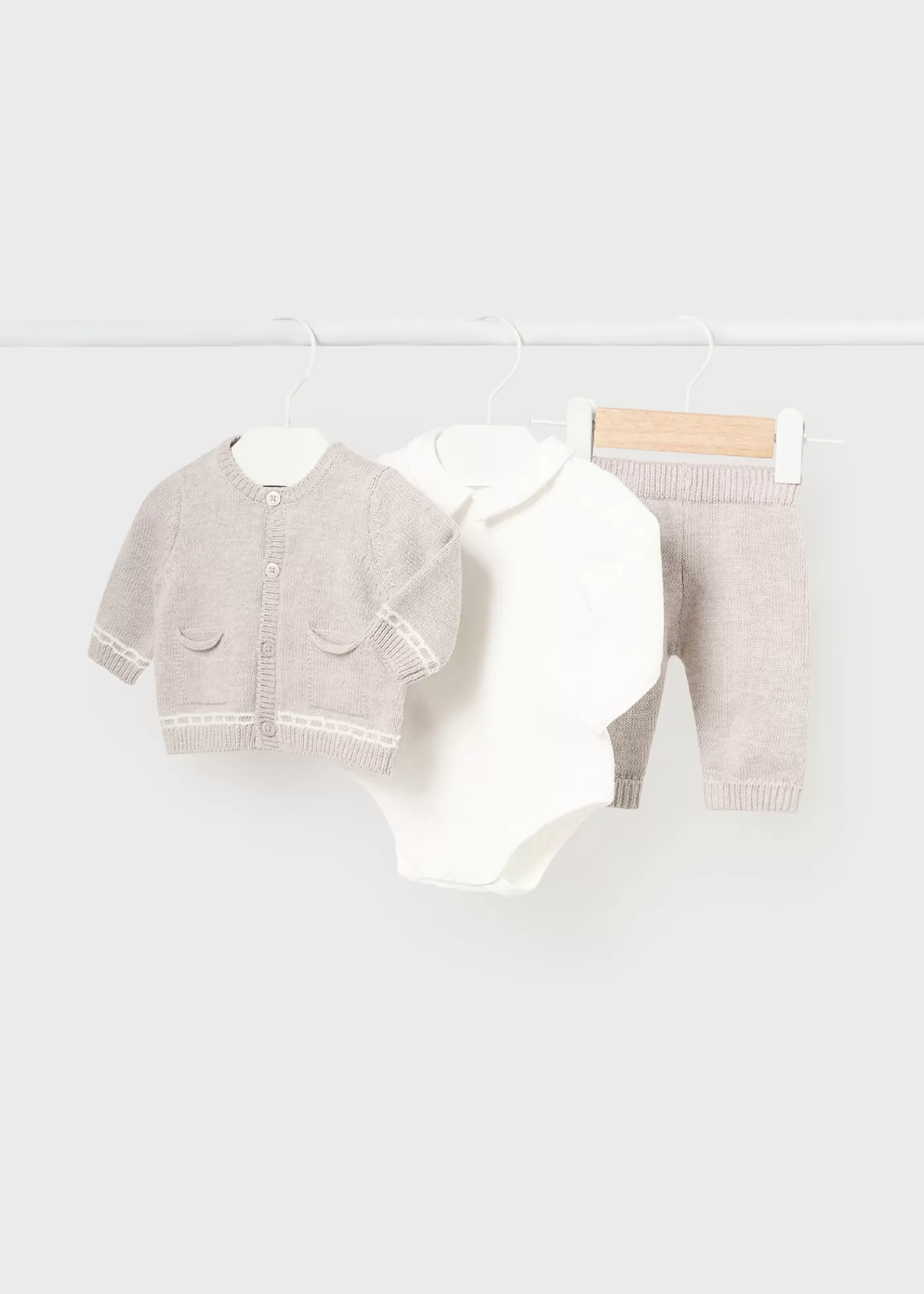 Mayoral Newborn 3 Piece Knit Set Walnutmelange Cheap