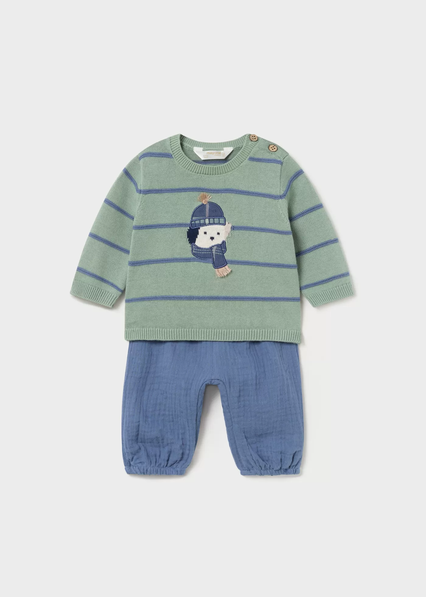 Mayoral Newborn Animal Sweater and Pants Set Waterlily Best Sale