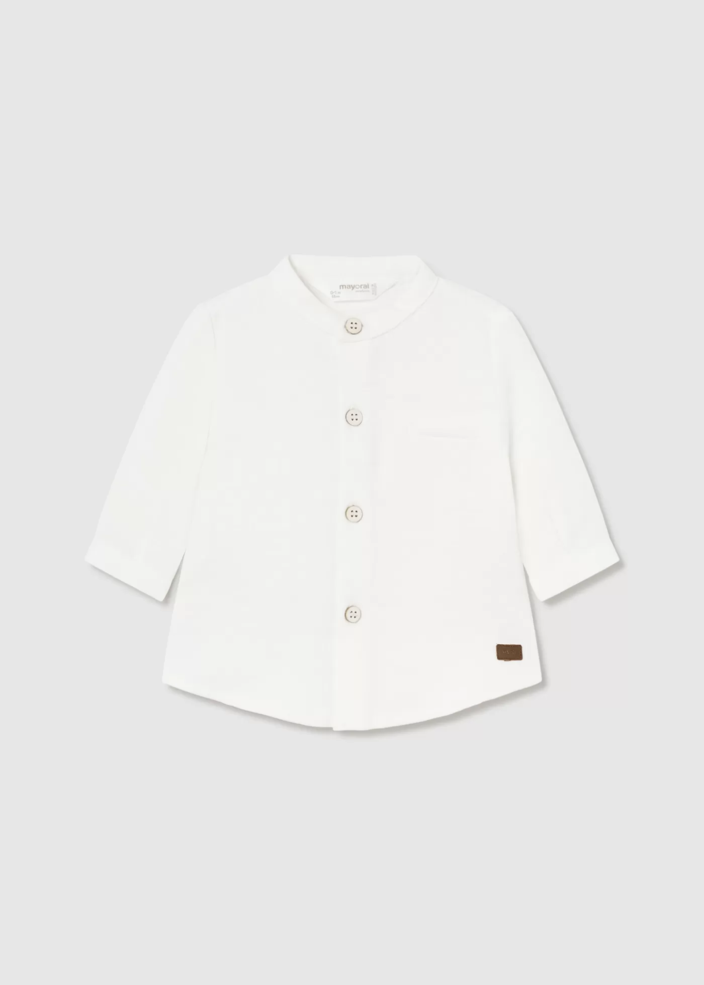 Mayoral Newborn Boy Mao Collar Shirt Offwhite Sale