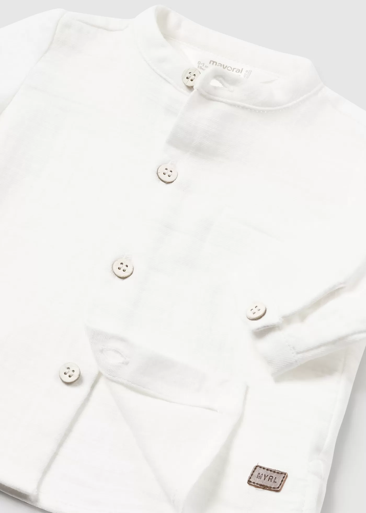 Mayoral Newborn Boy Mao Collar Shirt Offwhite Sale