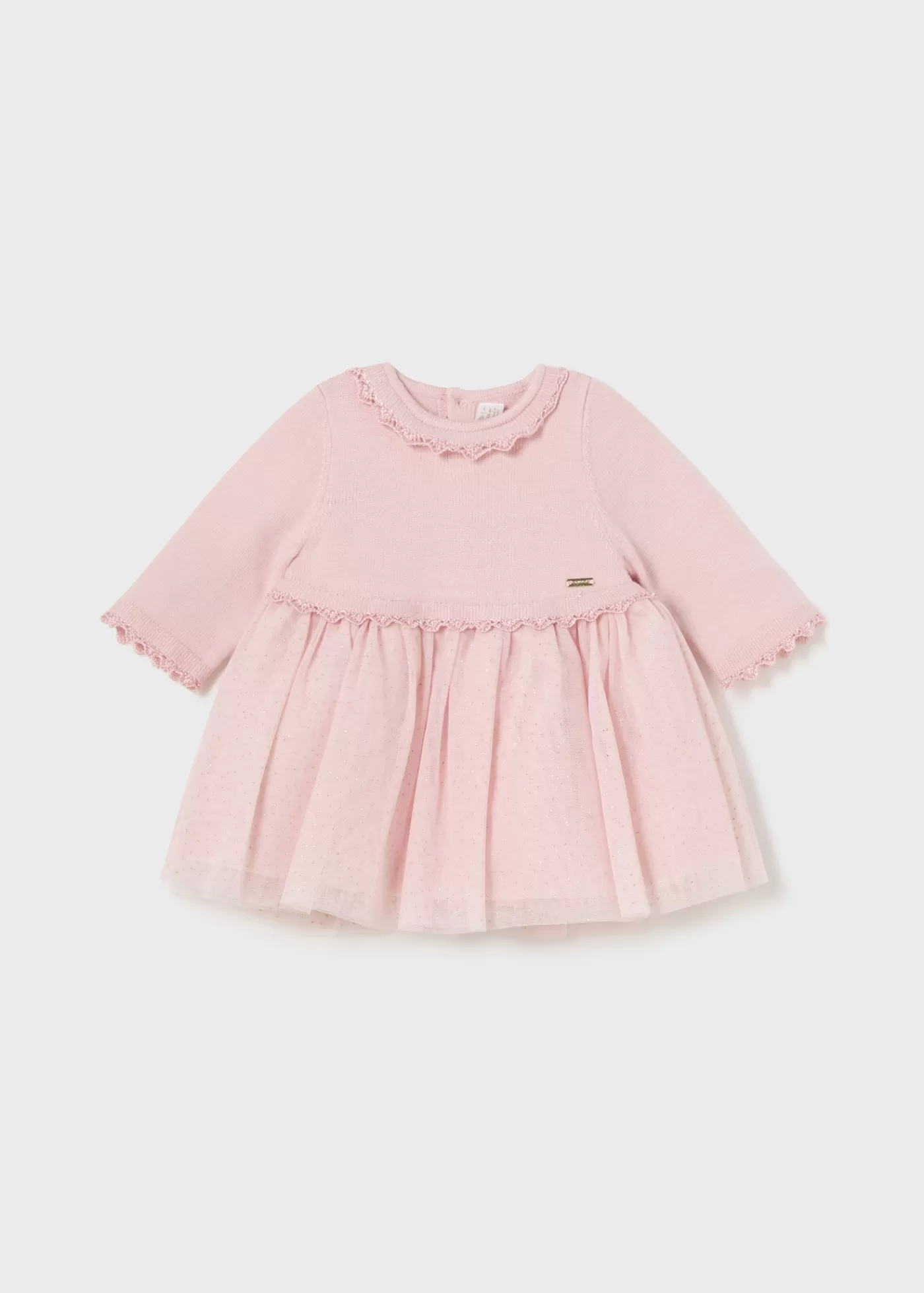Mayoral Newborn Girl Combined Glitter Tulle Dress Babypink Flash Sale