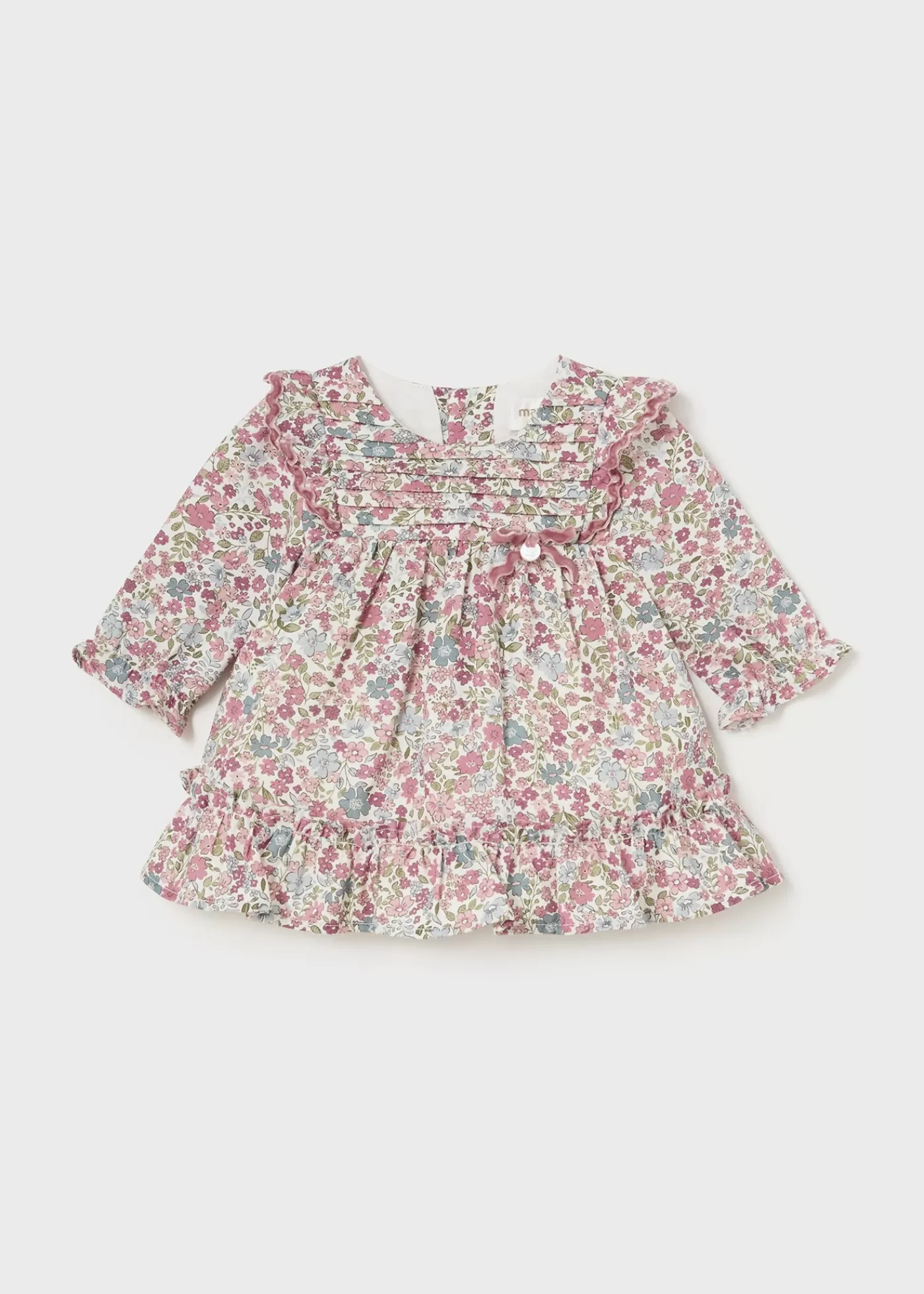 Mayoral Newborn Girl Floral Ruffle Dress Babypink Flash Sale