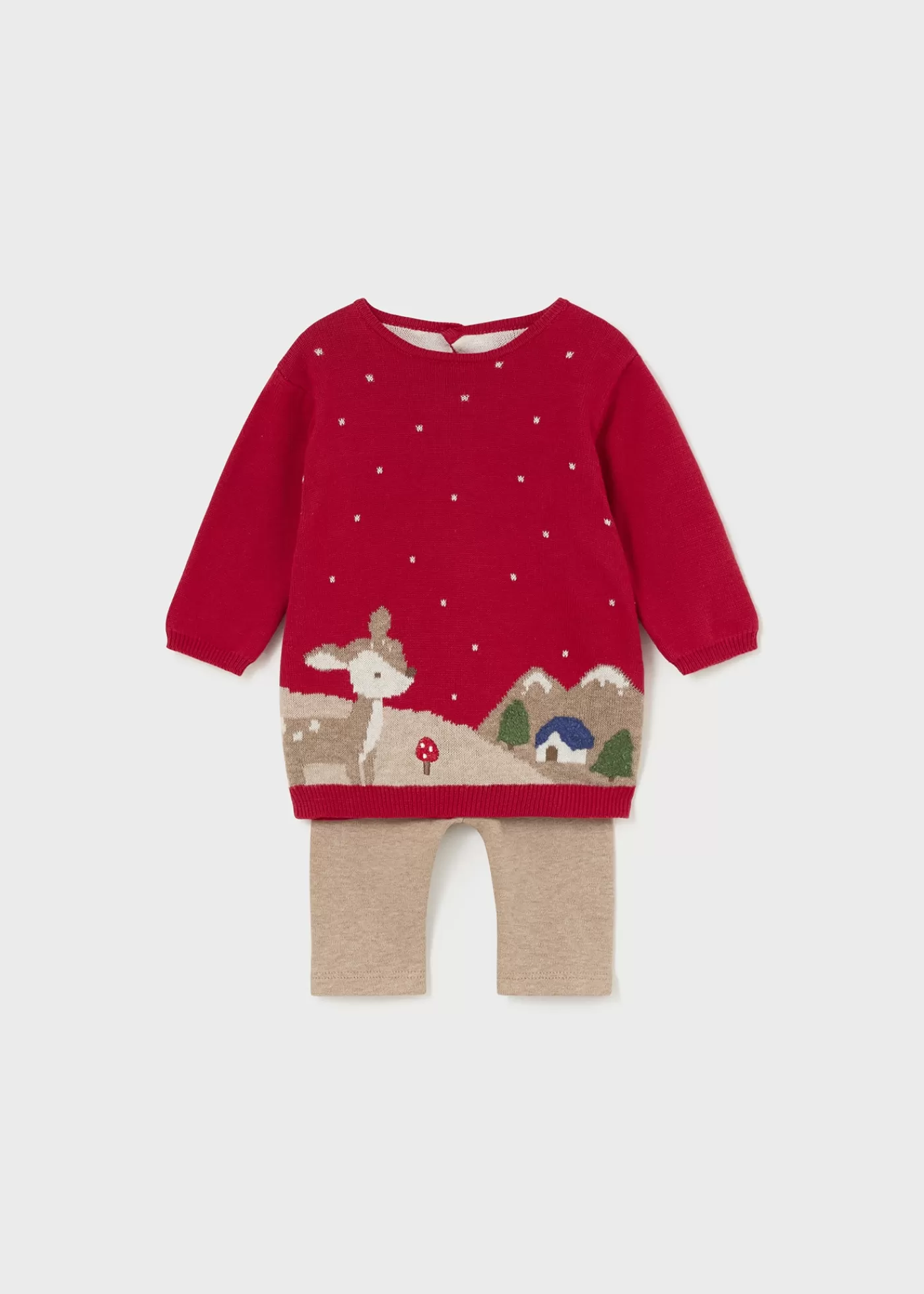 Mayoral Newborn Girl Knit Sweater and Pants Set Red Cheap