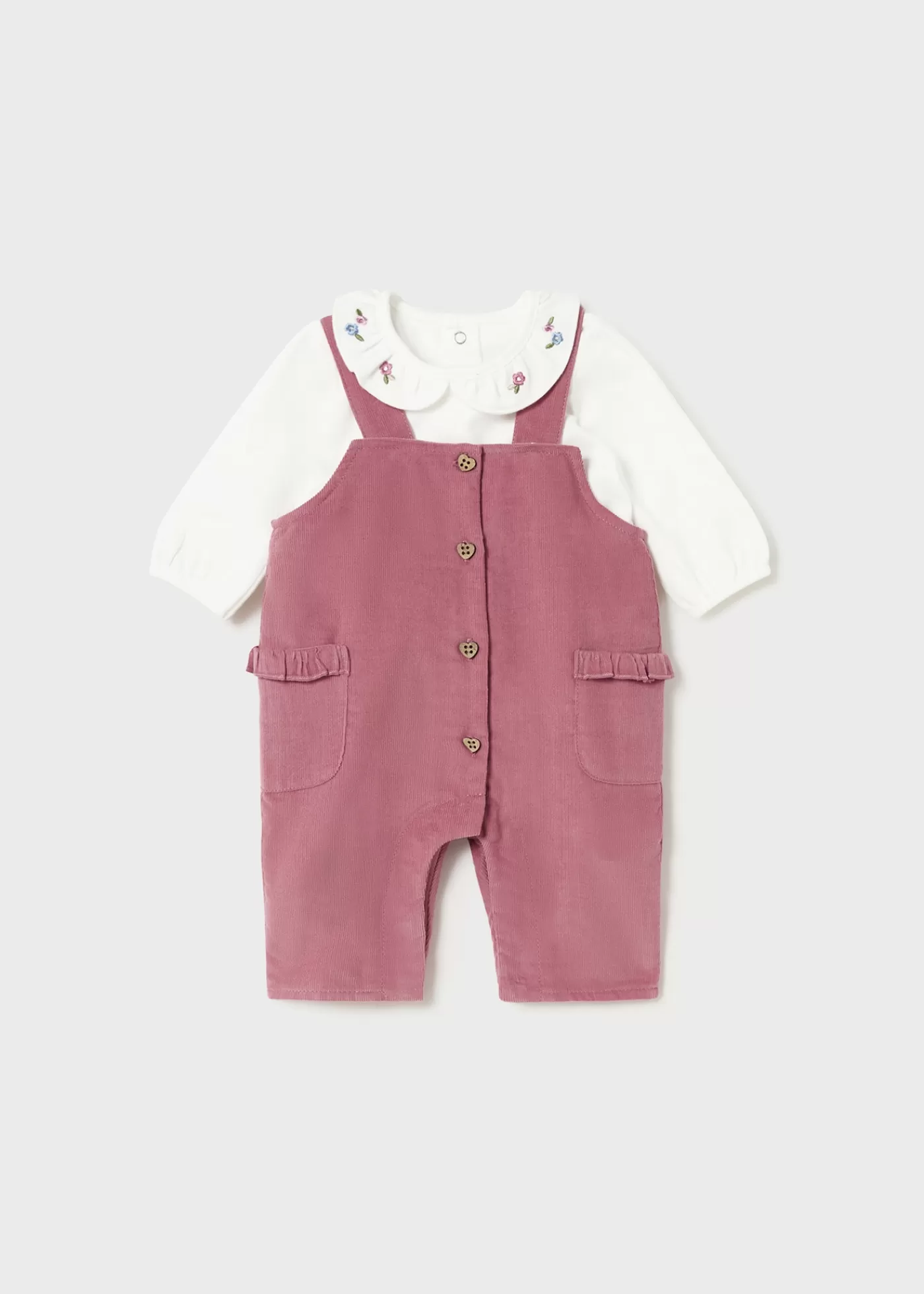 Mayoral Newborn Girl Ruffle Dungarees and T-Shirt Set Midrose Store
