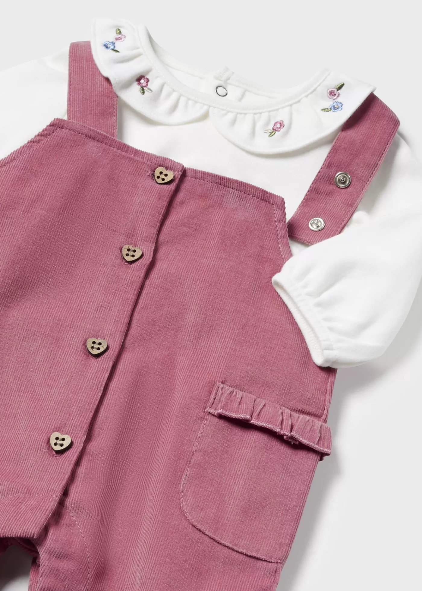 Mayoral Newborn Girl Ruffle Dungarees and T-Shirt Set Midrose Store