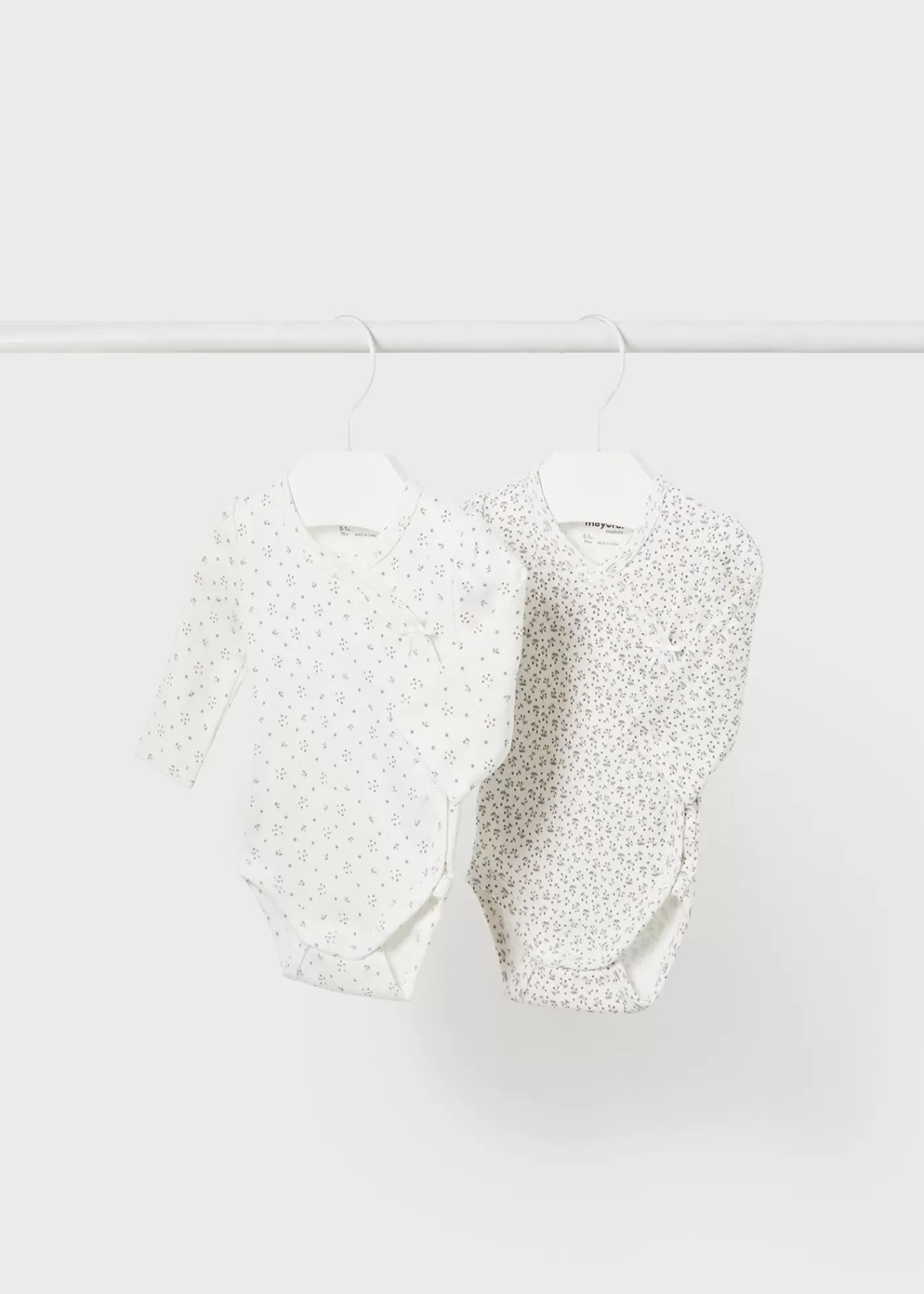 Mayoral Newborn Girl Set of 2 Print Bodysuits Offwhite-Walnut New