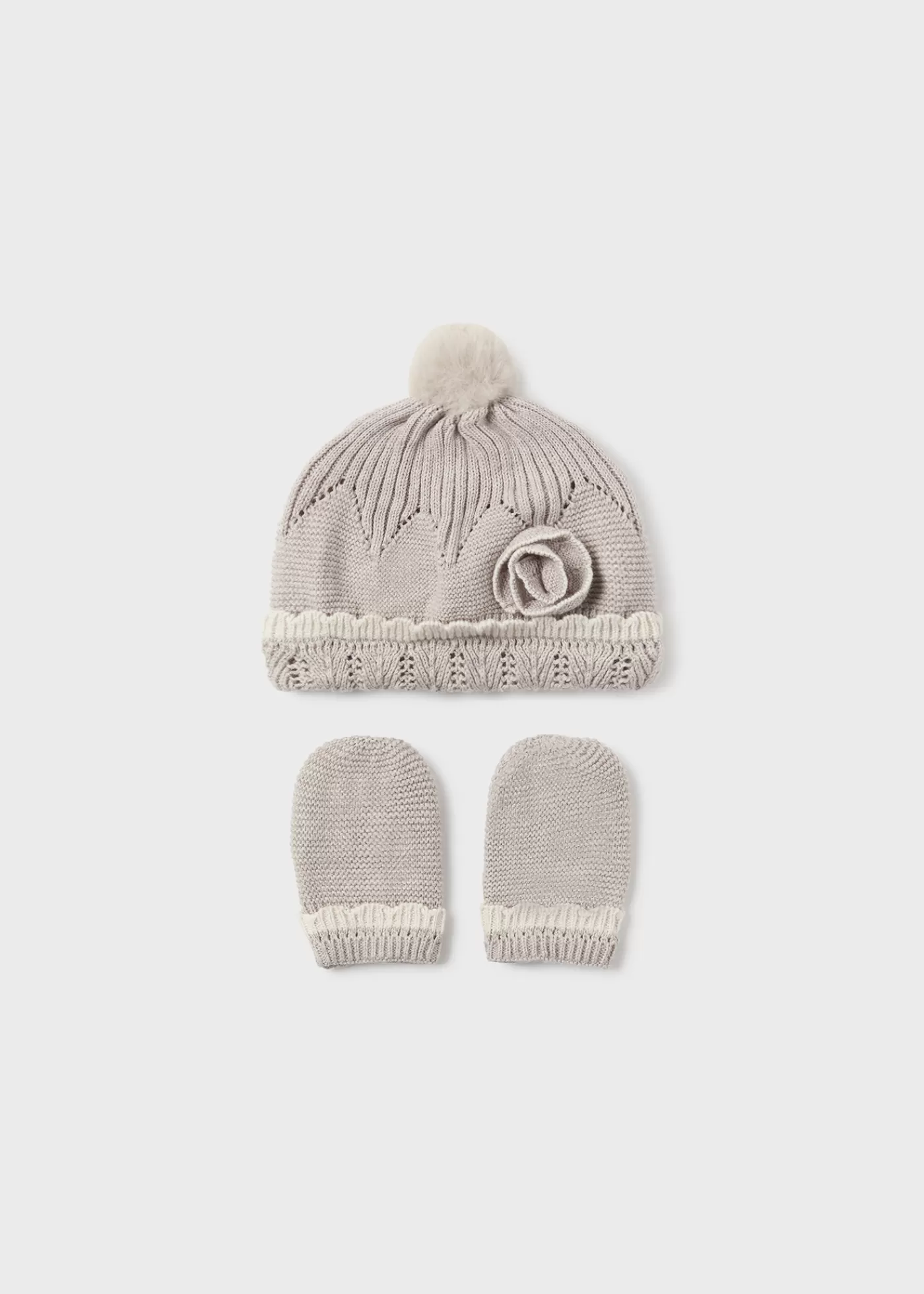 Mayoral Newborn Hat and Mittens Set Walnutmelange Fashion