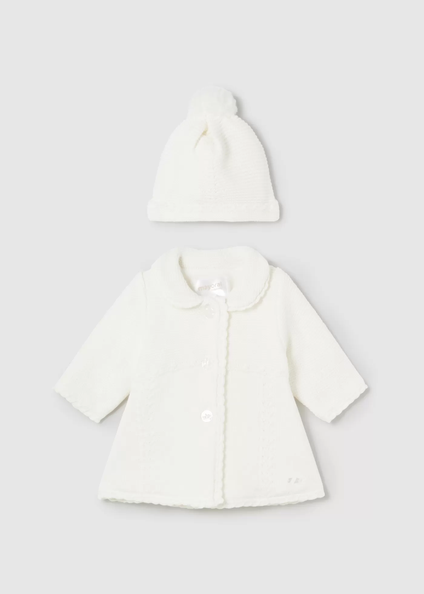 Mayoral Newborn Knit Coat with Hat Offwhite Shop