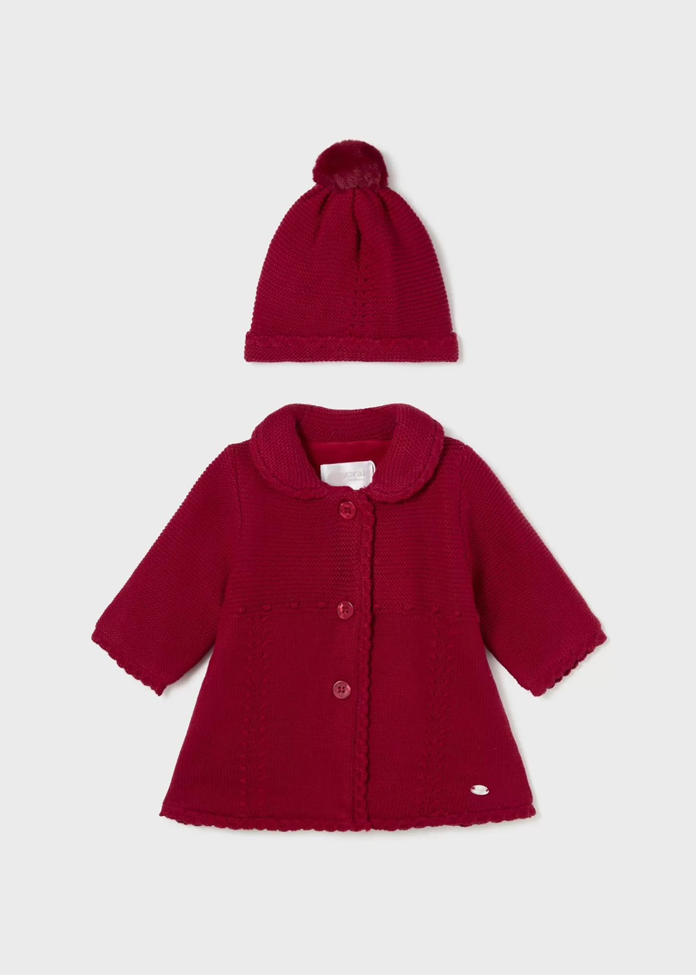 Mayoral Newborn Knit Coat with Hat Red Store