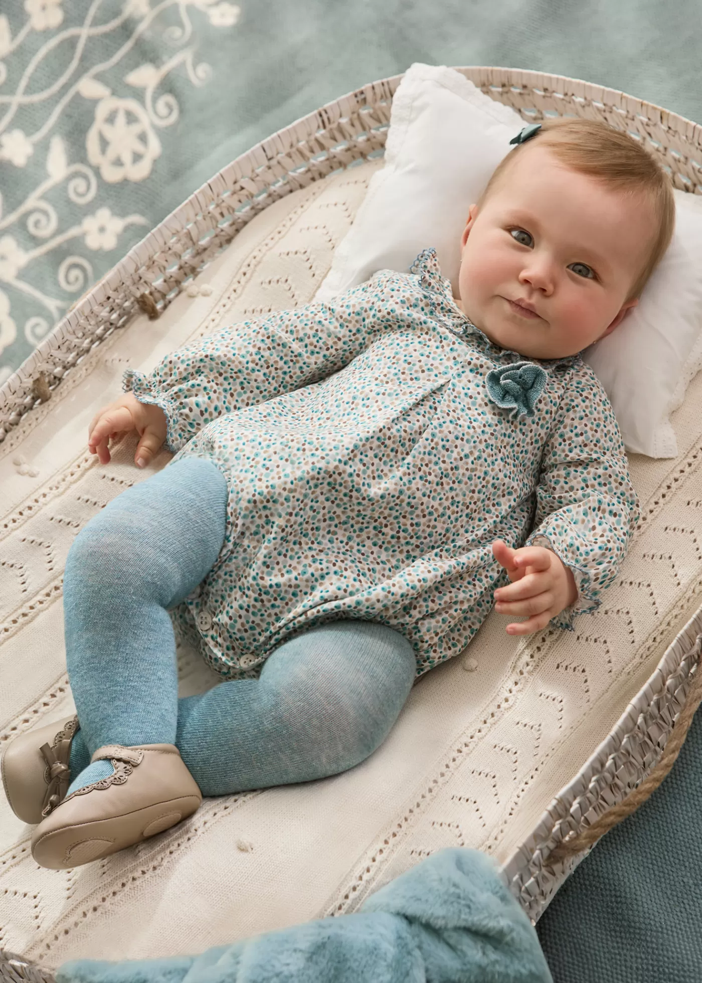 Mayoral Newborn Leggings and Floral Romper Set Iceberg Discount