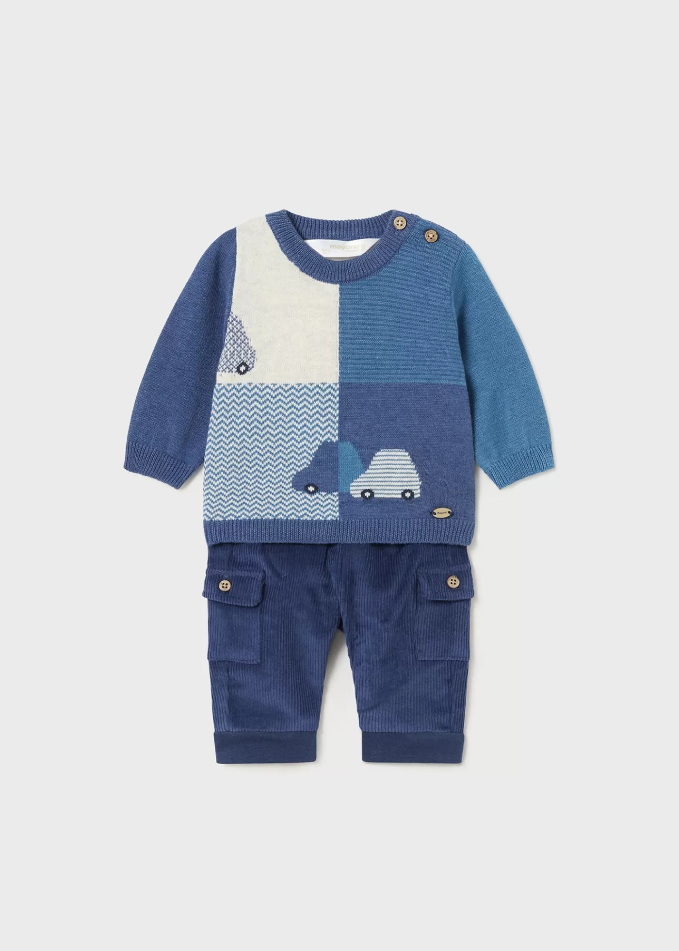 Mayoral Newborn Pants and Sweater Set Blueberry Discount
