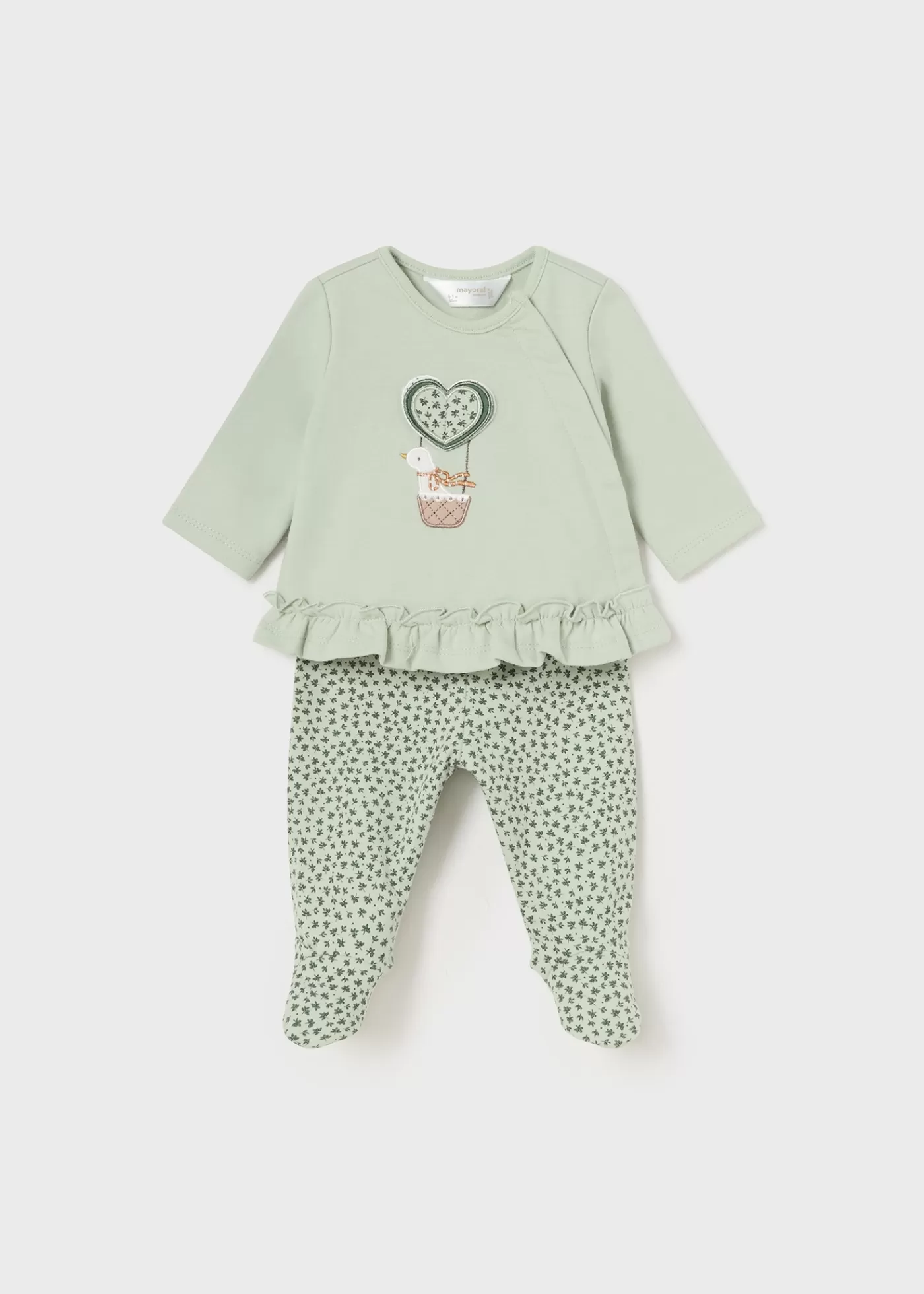 Mayoral Newborn Print Footed Pants and T-Shirt Set Bamboo Hot