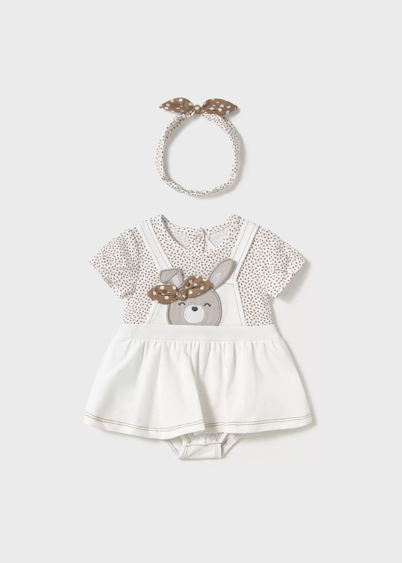 Mayoral Newborn Simulated Dungaree Romper with Headband White Sale