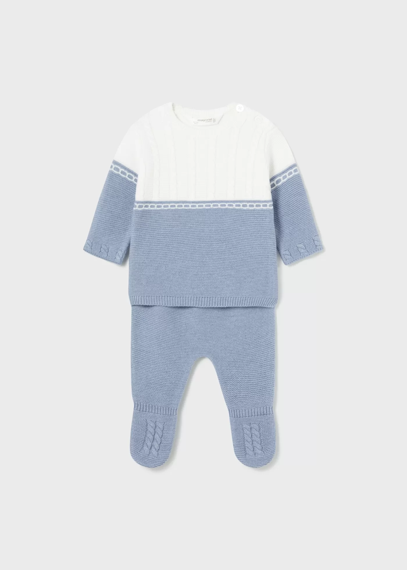 Mayoral Newborn Striped Sweater and Footed Pant Set Ceruleanheather Flash Sale