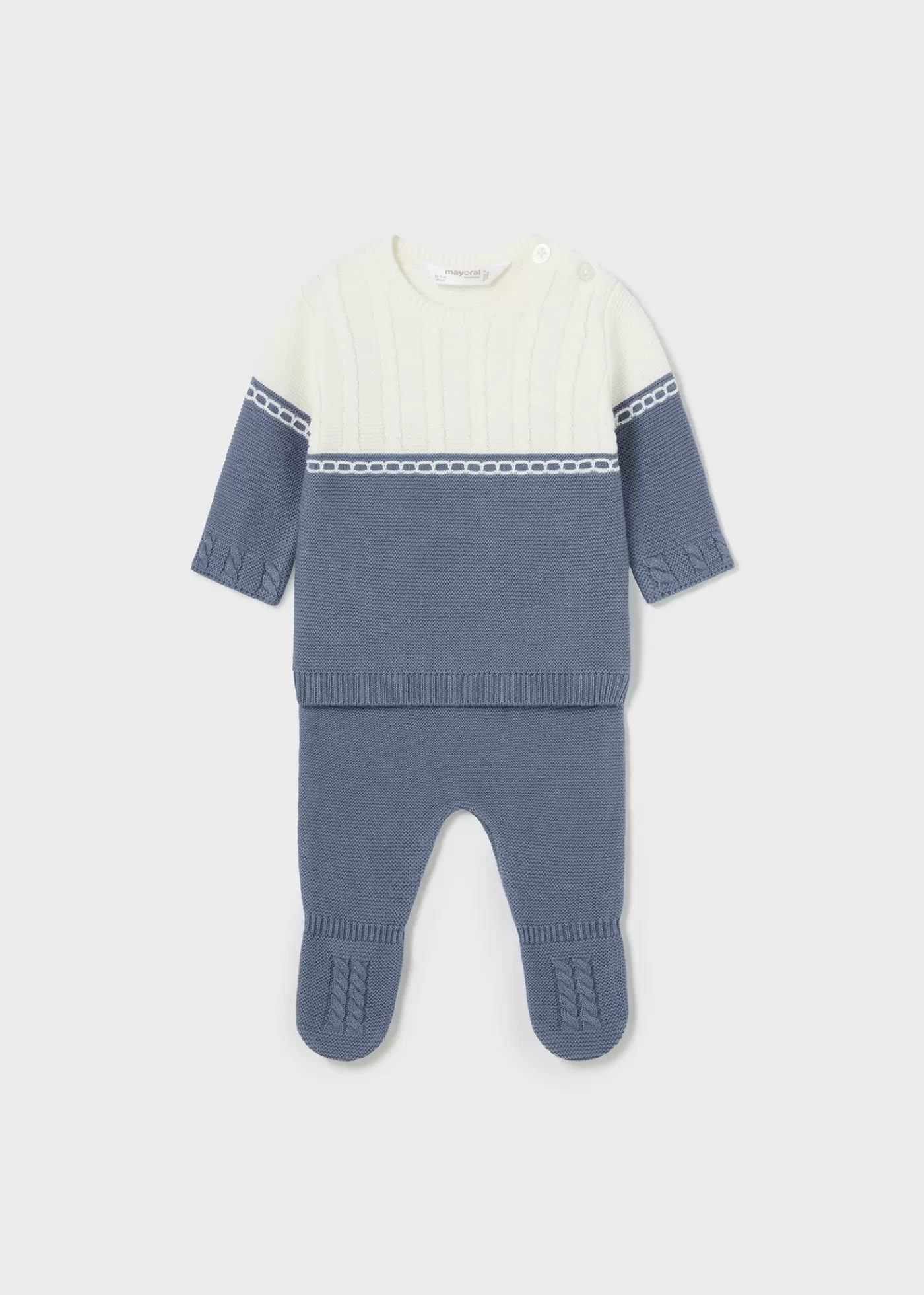 Mayoral Newborn Striped Sweater and Footed Pant Set Midblue Best Sale