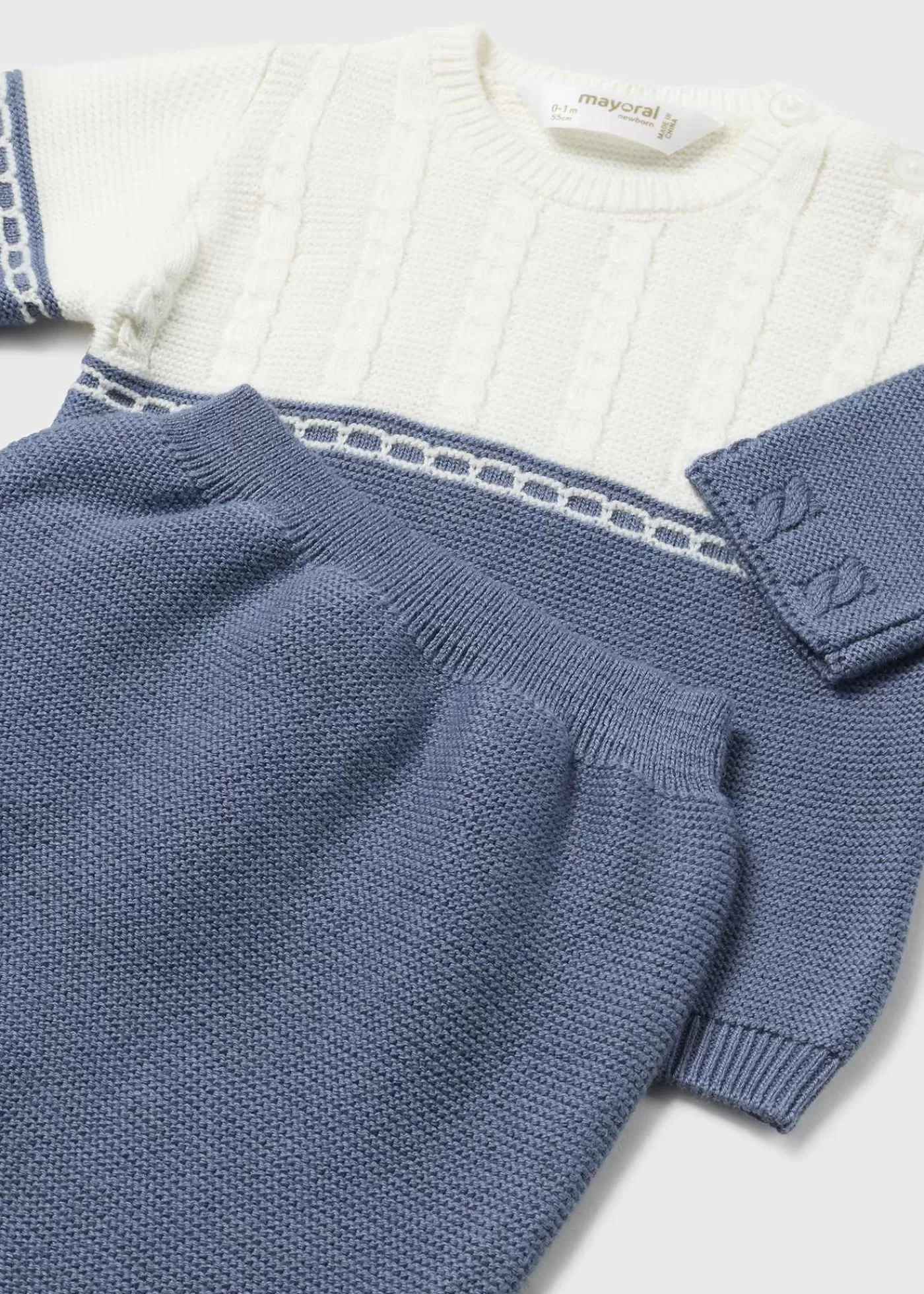 Mayoral Newborn Striped Sweater and Footed Pant Set Midblue Best Sale