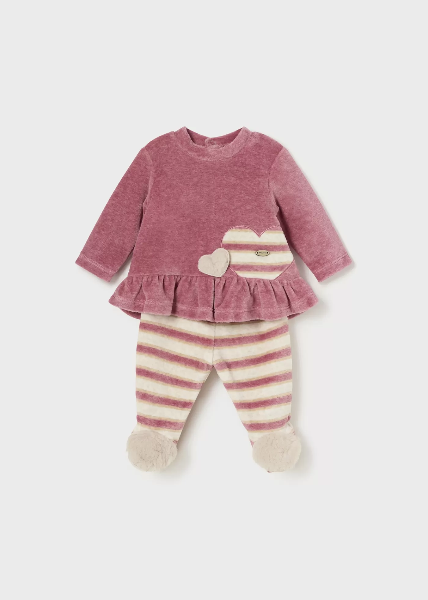 Mayoral Newborn T-Shirt and Striped Pants Set Midroseheather Outlet