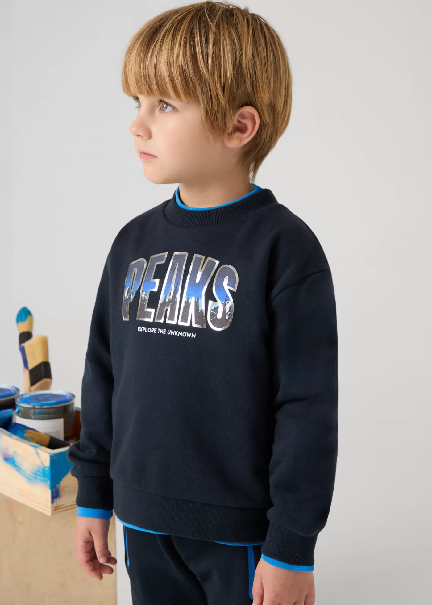 Mayoral Sweatshirt mountain letters boys Navy Hot